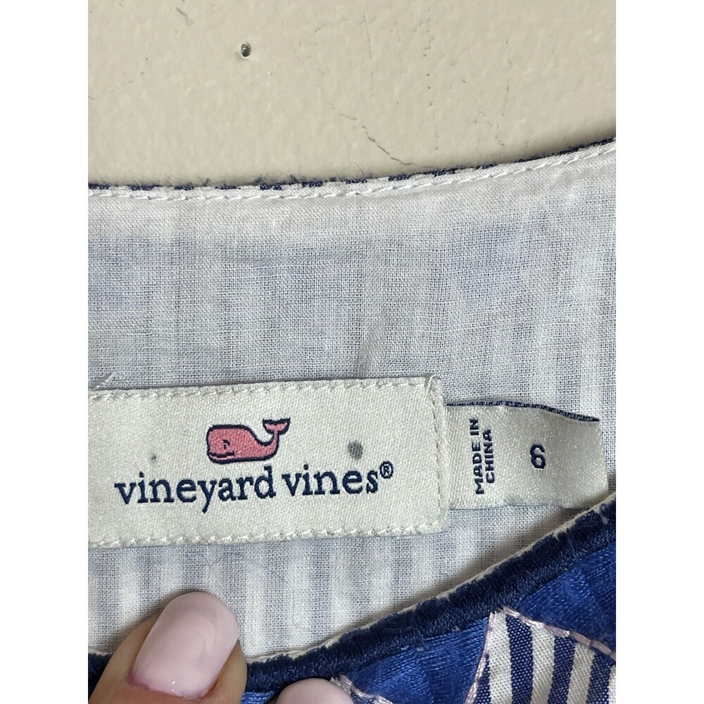 Vineyard Vines Women’s Striped Embroidered Dress 6 Summer Nautical - Picture 3 of 8